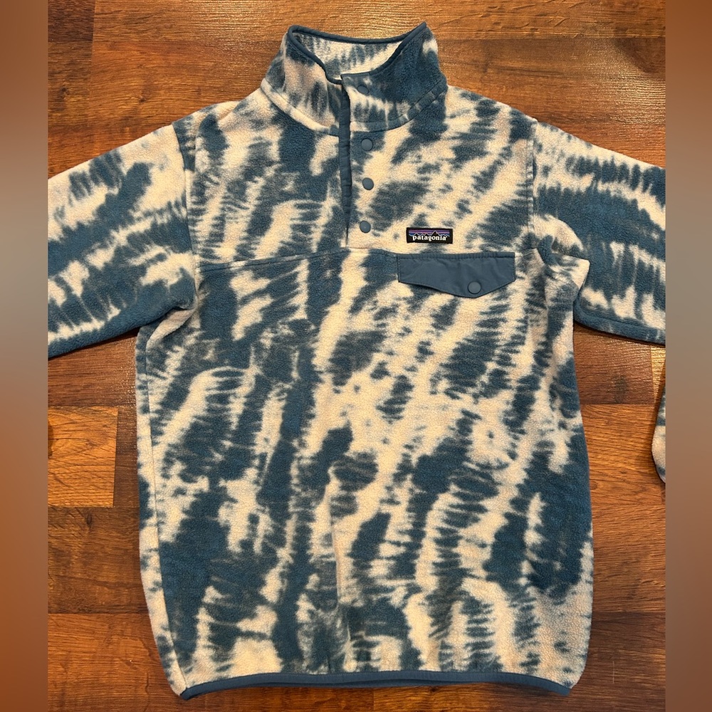 Patagonia Mighty Mycelium Tie Synchilla Snap-T Fleece Pullover Women’s S Mens Xs